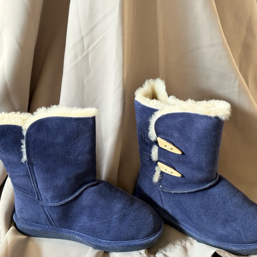 BearPaw Indigo (Blue) Suede Shearling-Lined Winter Boots